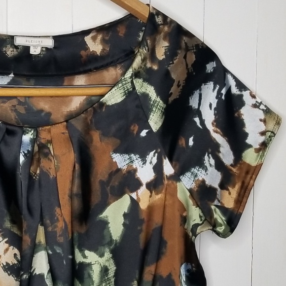 Anthropologie Pleione Blouse Peplum Black Brown - Picture 2 of 6